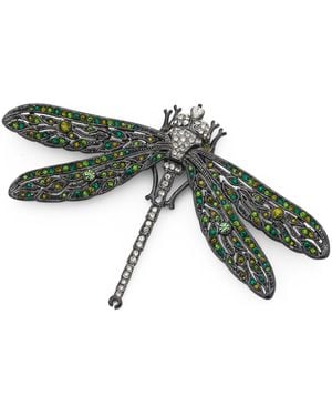 TJ Maxx Gunmetal Crystal Dragonfly Pin For - Green