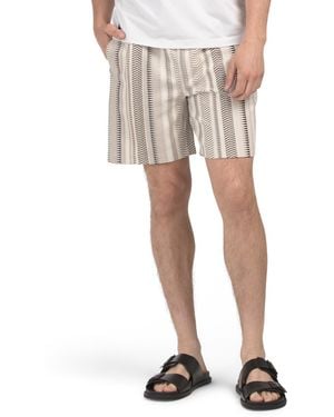 TJ Maxx Pull On Drawstring Jacquard Shorts With Pockets For Spandex/Cotton/Polyester - Natural