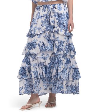 TJ Maxx Costal Bouquet Kandra Skirt For Cotton/Rayon - Blue