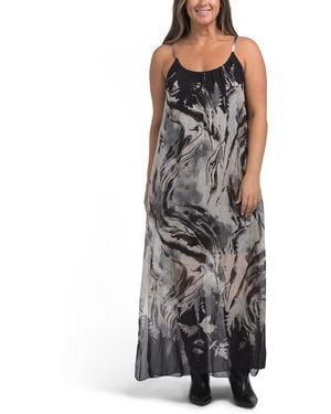 TJ Maxx Silk Blend Strappy Printed Maxi Dress For Viscose - Gray