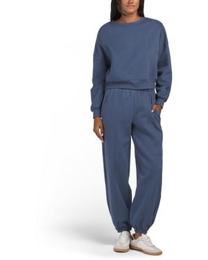 TJ Maxx 2Pc Ultra Comfort Crew Neck Sweatshirt And Barrel Sweatpants Set, Cotton/Polyester - Blue
