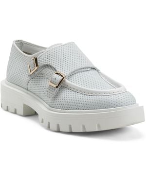 TJ Maxx Leather Monk Strap Lug Sole Platform Loafers For - White