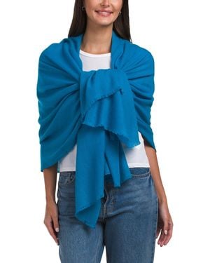 TJ Maxx Cashmere Pashmina Scarf With Eyelash Fringe For - Blue
