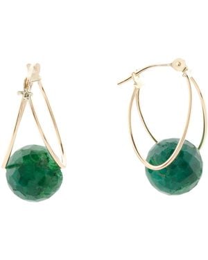 TJ Maxx 14Kt Emerald Double Hoop Earrings - Green