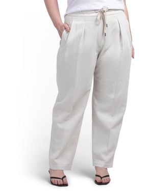 TJ Maxx Linen Blend Drawstring Waist Barrel Leg Pants For Cotton/Polyester/Linen - Gray