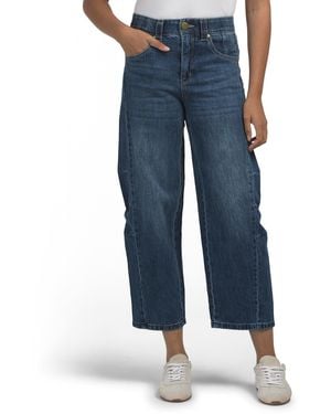 TJ Maxx Petite Ab Solution High Rise Barely Barrel Jeans For Spandex/Cotton - Blue
