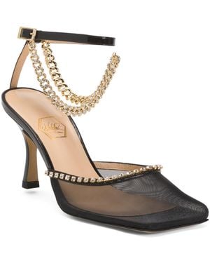 TJ Maxx Ankle Chain Heeled Mules For Leather - Metallic
