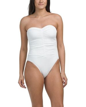 TJ Maxx Ruched Bandeau One-Piece Swimsuit For Polyester - White