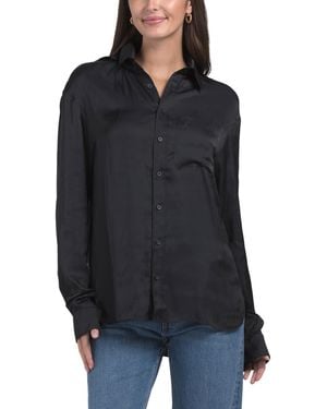 TJ Maxx Tyrone Satin Shirt For Polyester - Black