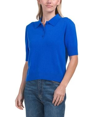 TJ Maxx Cashmere Short Sleeve Polo - Blue