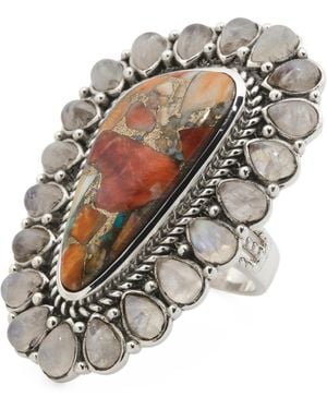 TJ Maxx Plated Brass Moonstone And Ring - White