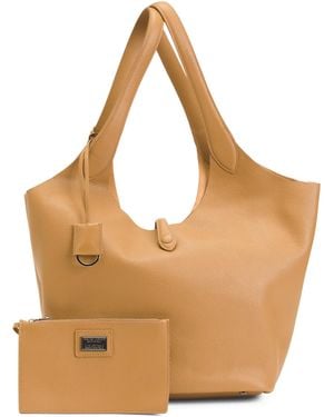 TJ Maxx Leather Large Soft Double Handle With Tab, Leather - Natural