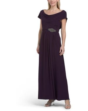TJ Maxx Petite Cowl Neck Dress With Embellishment For Spandex/Polyester - Purple