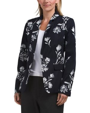 TJ Maxx Printed Blazer, Polyester - Blue