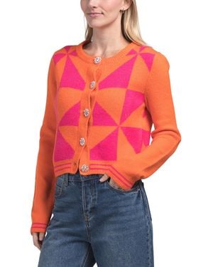 TJ Maxx Jewel Cardigan, Nylon/Spandex/Acrylic - Red