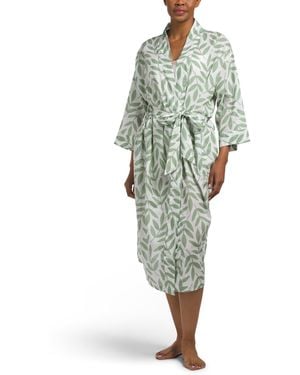 TJ Maxx Cotton Large Leaf Kimono Robe For - Green