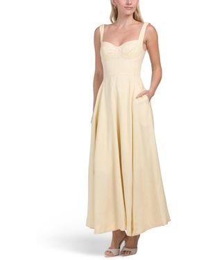 TJ Maxx Linen Blend Anya Sleeveless Maxi Dress With Panels For Cotton/Linen/Viscose - Natural