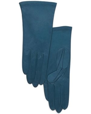 TJ Maxx Leather Short Gloves With Silk Lining For - Blue