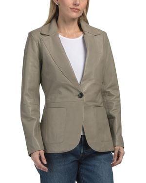 TJ Maxx Leather Noian Blazer, Polyester/Leather - Gray