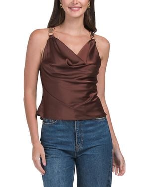 TJ Maxx Shoulder Hardware Satin Top For Spandex/Polyester - Blue