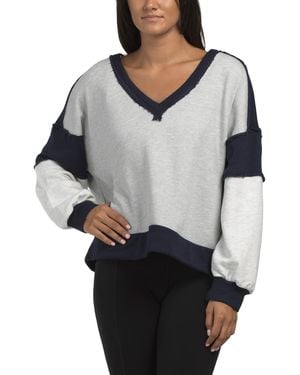 TJ Maxx Contrast Detailing V-Neck Sweatshirt For Cotton/Polyester - Gray