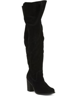 TJ Maxx Suede Oil Cow Wide Calf Tall Shaft Boots For - Black