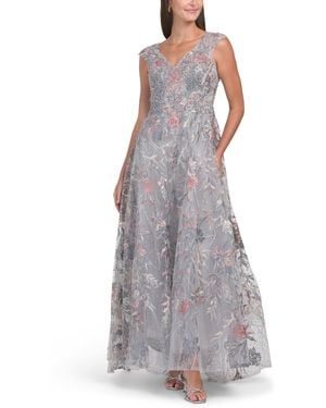 TJ Maxx Sleeveless Embroidered Gown For Polyester - Purple