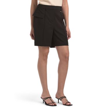 TJ Maxx High Rise Pintuck Shorts For Polyester - Black