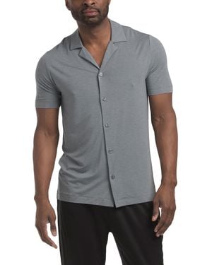 TJ Maxx Casuals Short Sleeve Button Front Shirt For Viscose - Gray