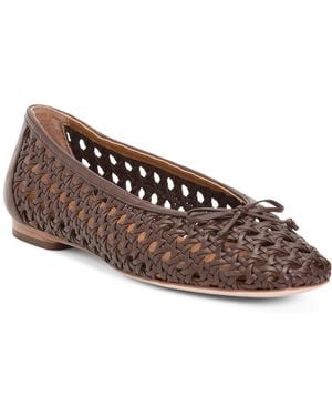 TJ Maxx Leather Leonor Woven Ballet Flats For - Brown