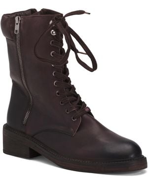TJ Maxx Leather Allison Mid Calf Lace Up Boots For - Black