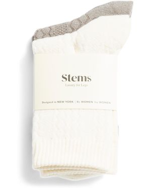 TJ Maxx 2Pk Cashmere Blend Trellis Knit Crew Socks For Cotton/Polyester/Cashmere - Natural