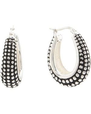 TJ Maxx Sterling Plated Bead Hoop Earrings - Metallic