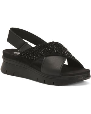 TJ Maxx Leather Cross Band Flat Sandals For - Black