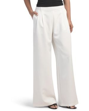 TJ Maxx Double Pleat Wide Leg Pull On Pants For Spandex/Polyester - White