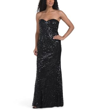 TJ Maxx Strapless Beaded Gown For Polyester - Black