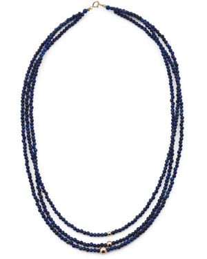 TJ Maxx 14Kt Lapis Beaded Triple Row Necklace - Blue
