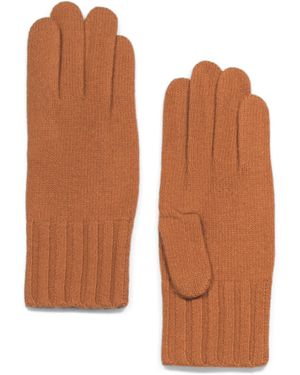 TJ Maxx Cashmere Gloves With Ribbed Cuffs For - Brown