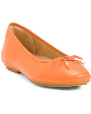 TJ Maxx Leather Delicato Bow Ballet Flats For - Orange