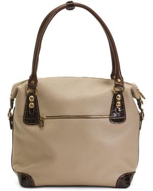 TJ Maxx Leather Crocodile Tote, Leather - Natural
