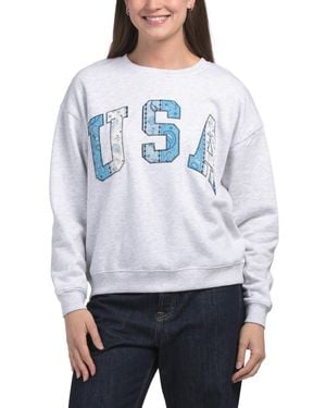 TJ Maxx Fleece Usa Bandana Patched Sweatshirt, Cotton/Polyester - Gray