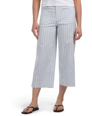 TJ Maxx Petite Striped Wide Leg Cropped Pants For Nylon/Spandex/Rayon - Gray