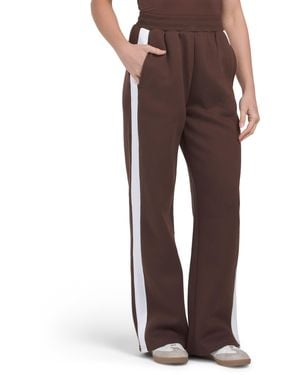 TJ Maxx Contrast Stripe Wide Leg Sweatpants, Cotton/Polyester - Brown