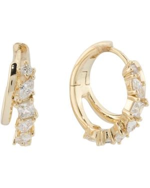 TJ Maxx 14Kt Plated Demi-Fine Split Cubic Zirconia Hoop Earrings - Metallic