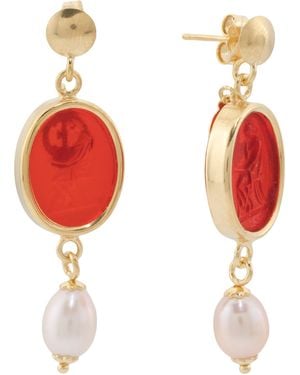 TJ Maxx 18Kt Plated Athena Venetian Glass Earrings For - Red