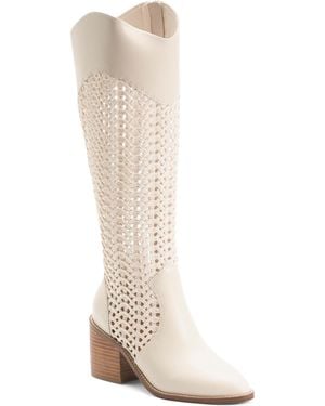 TJ Maxx Echo Crochet High Shaft Boots For Leather - White