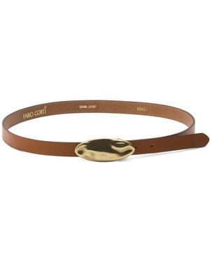 TJ Maxx Leather Matt Hammered Plaque Belt, Leather - Natural
