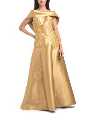 TJ Maxx Off The Shoulder Mikado Gown With Embellishment For Polyester - Natural