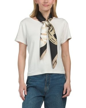 TJ Maxx Rose Printed Square Scarf For Polyester - White