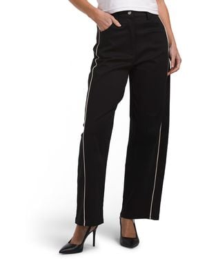 TJ Maxx Piped Twill Barrel Leg Pants For Spandex/Cotton - Black